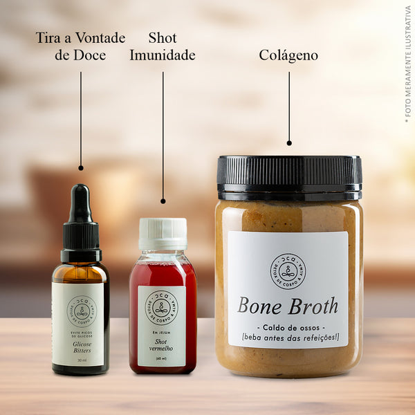 Combo Glicose + Colágeno (7 Shots + 7 Caldos de Ossos + 1 Glucose Bitters)