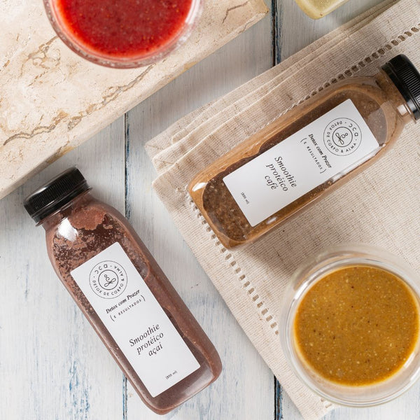 Kit com 5 Smoothies Pré e 5 Smoothies Pós Treino